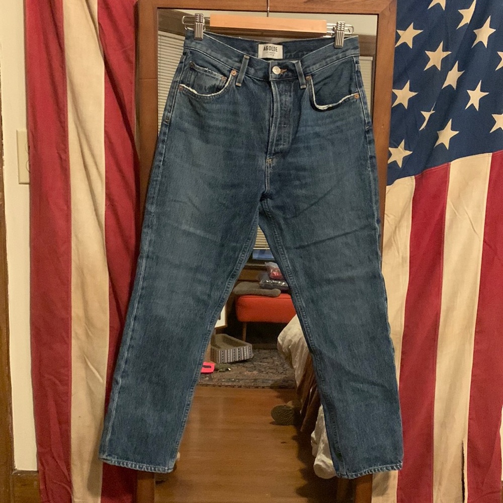 agolde riley high rise size 26